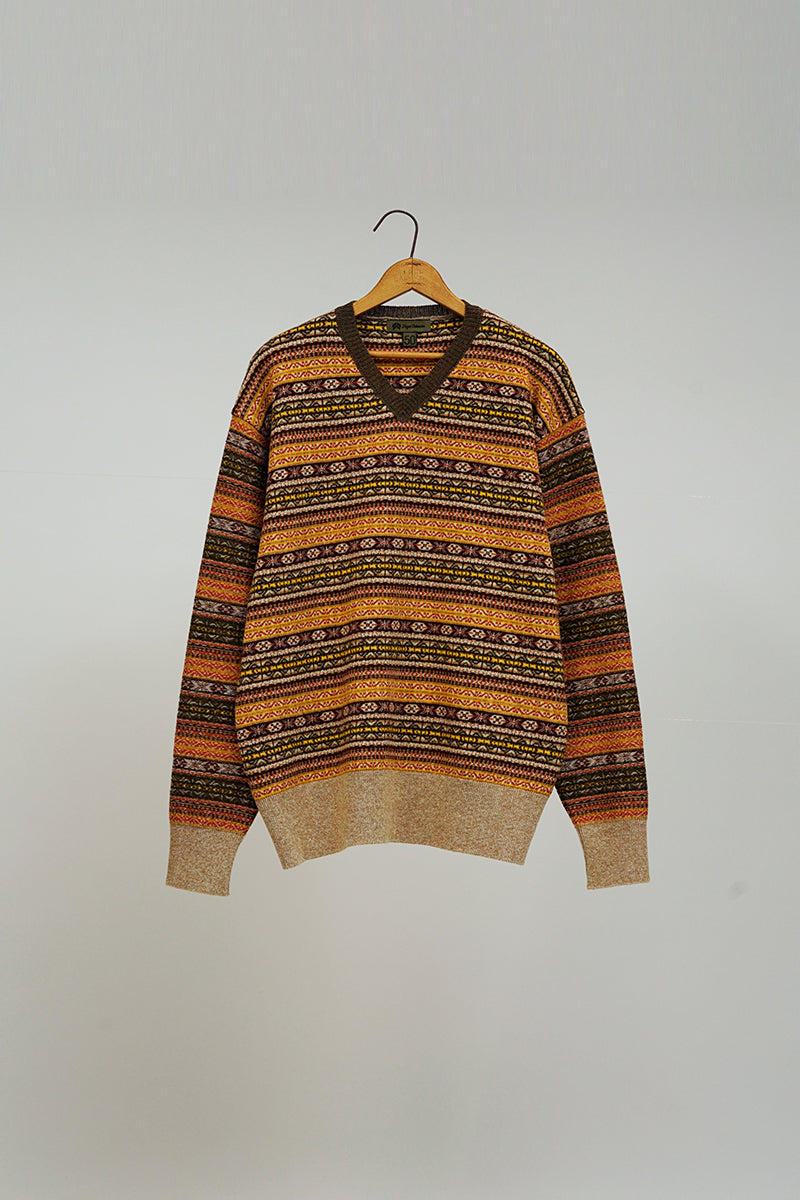 【ナイジェル・ケーボン】MAN / フェアアイルVネックセーター / FAIRISLE VNECK SWEATER