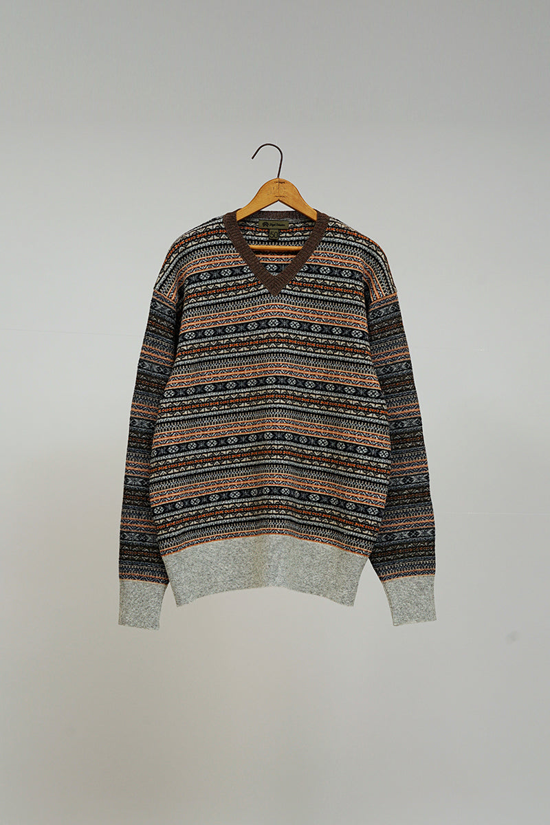 【ナイジェル・ケーボン】MAN / フェアアイルVネックセーター / FAIRISLE VNECK SWEATER