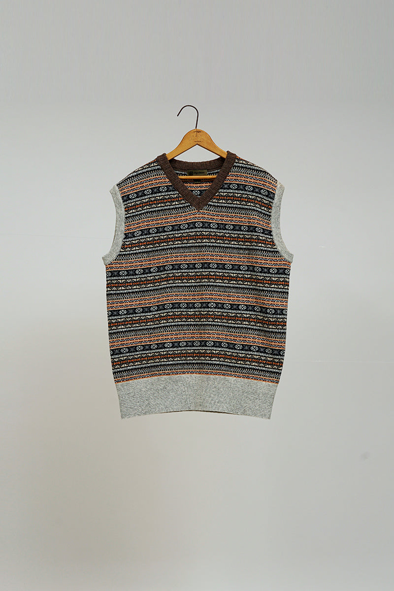 【ナイジェル・ケーボン】MAN / フェアアイルVネックベスト / FAIRISLE VNECK VEST