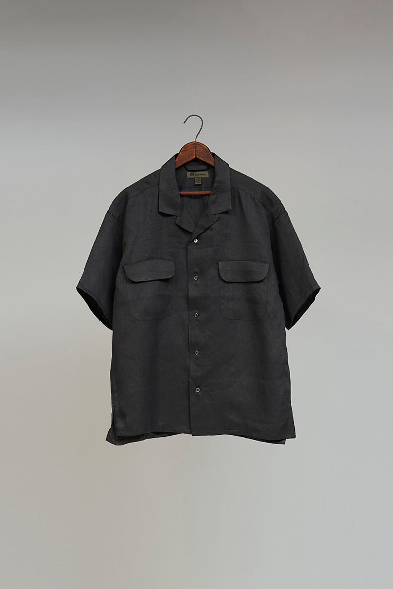 【ナイジェル・ケーボン】UNISEX / オープンカラーシャツ - リネンツイル / OPEN COLLAR SHIRT - LINEN TWILL