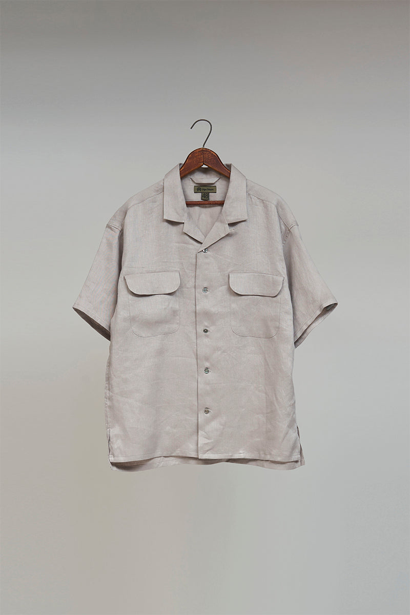 【ナイジェル・ケーボン】UNISEX / オープンカラーシャツ - リネンツイル / OPEN COLLAR SHIRT - LINEN TWILL