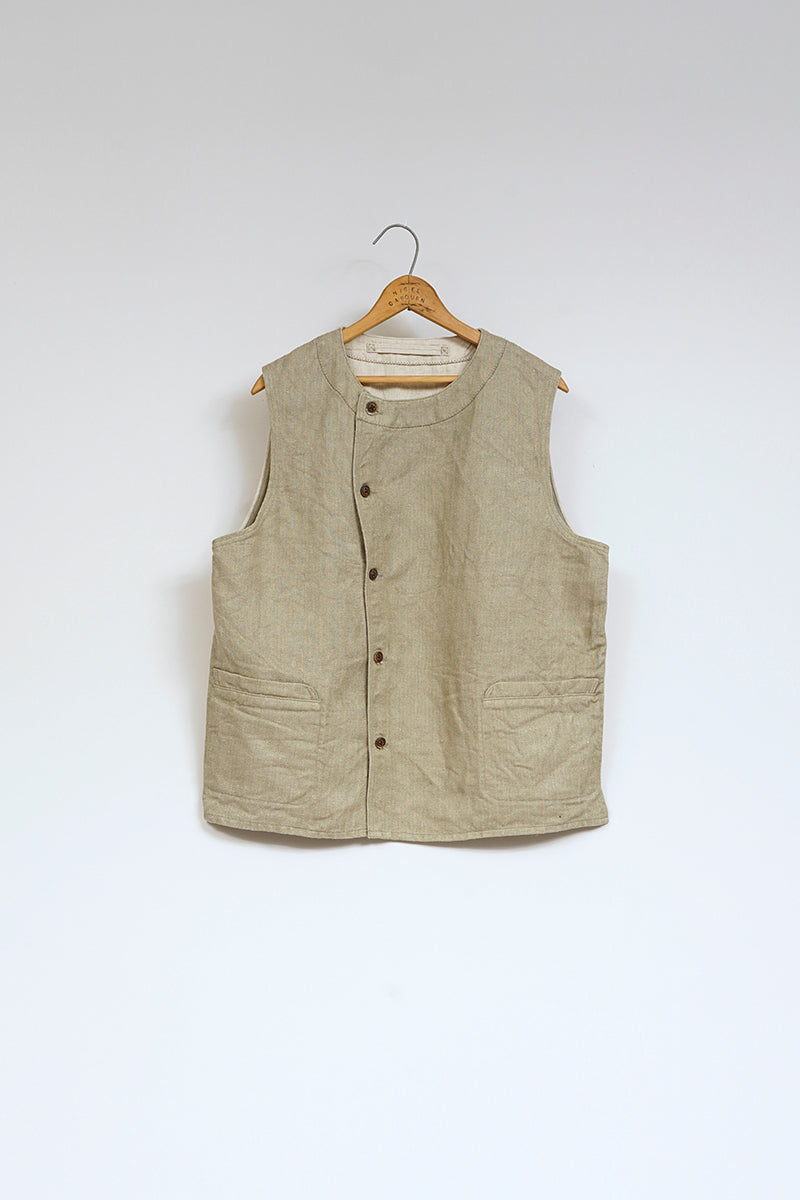 【ナイジェル・ケーボン】MAN / ファーマーベスト - ヘビーヘリンボーン / FARMER VEST HEAVY - HERRINGBONE