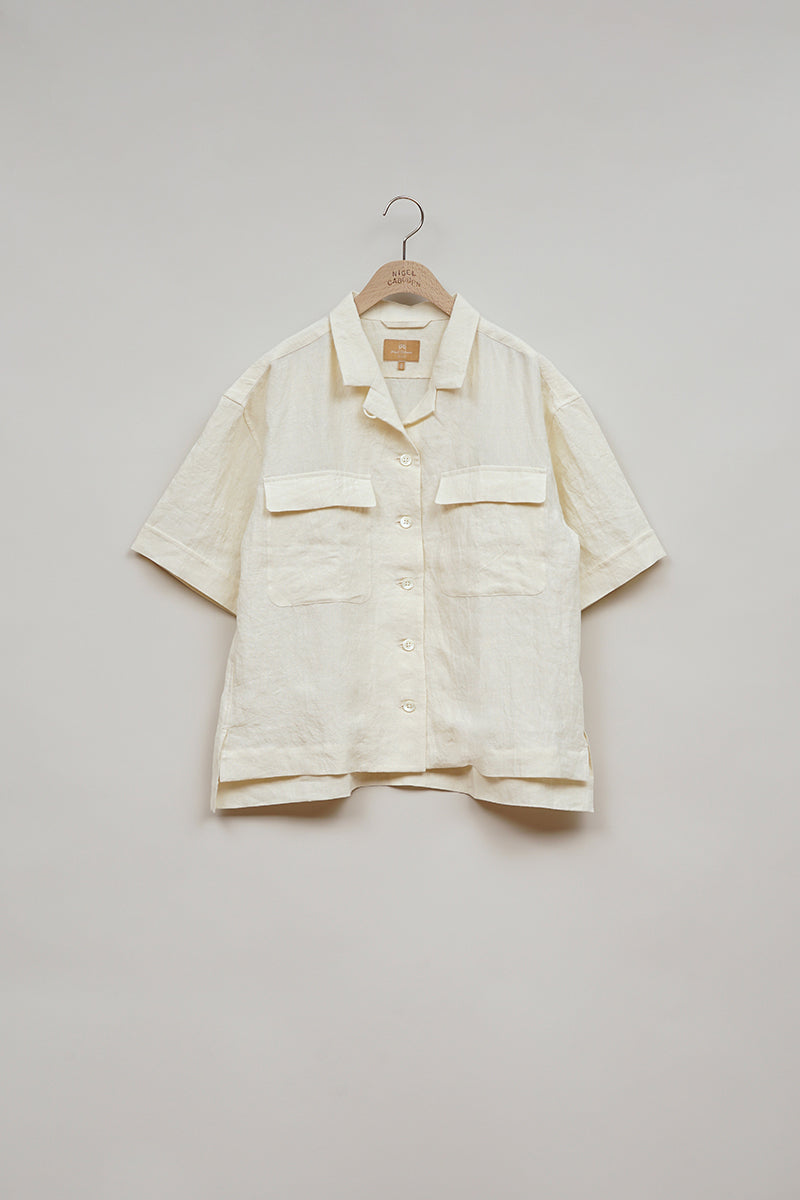 【ナイジェル・ケーボン】WOMAN / オープンカラーシャツ -リネン / OPEN COLLAR SHIRT - LINEN