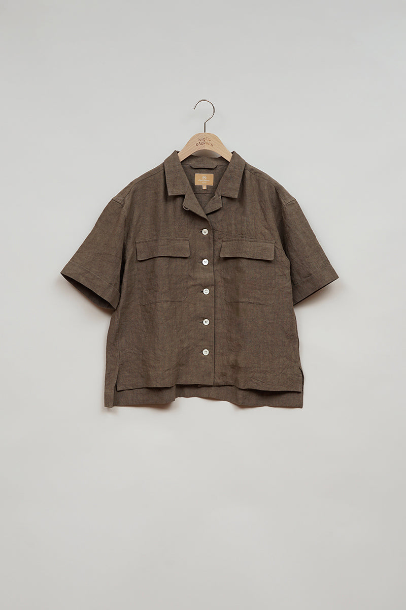 【ナイジェル・ケーボン】WOMAN / オープンカラーシャツ -リネン / OPEN COLLAR SHIRT - LINEN