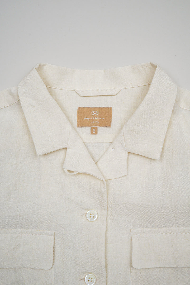 【ナイジェル・ケーボン】WOMAN / オープンカラーシャツ -リネン / OPEN COLLAR SHIRT - LINEN