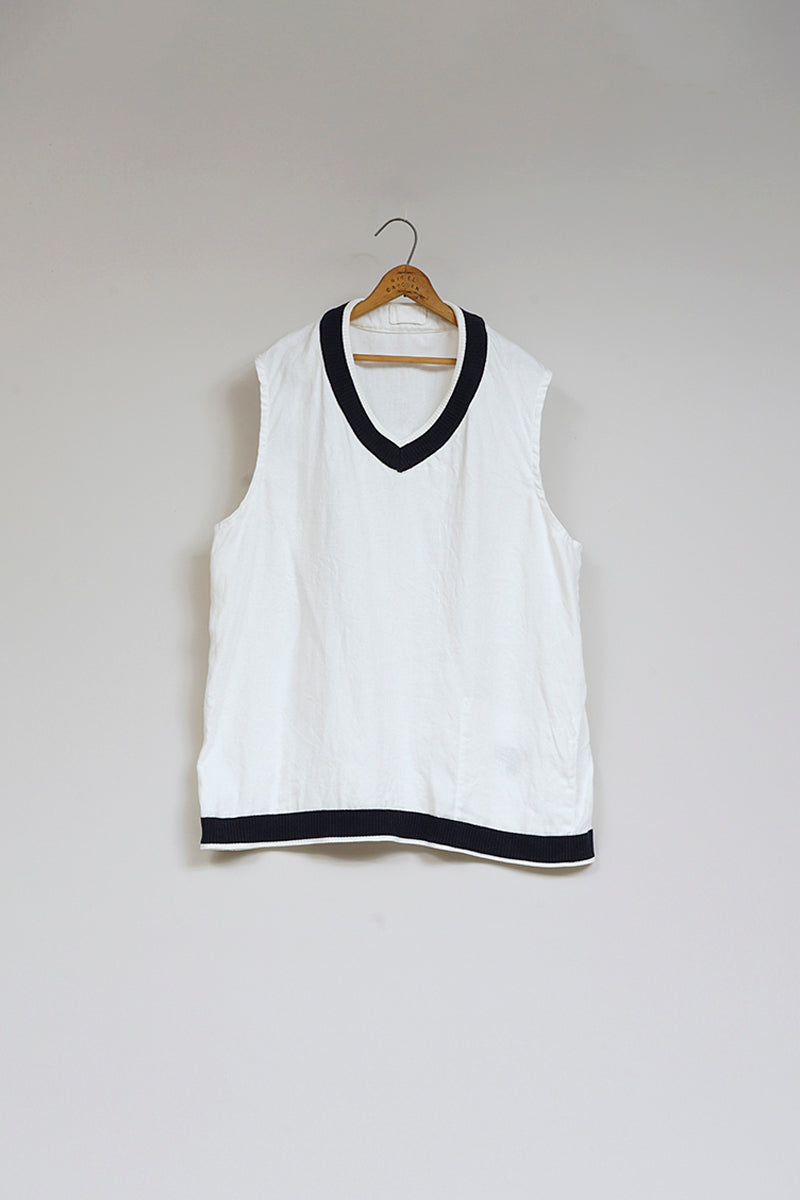 【ナイジェル・ケーボン】UNISEX / クリケットベストリバーシブル - リネンピンオックス / CRICKET VEST REVERSIBLE - LINEN PIN OX