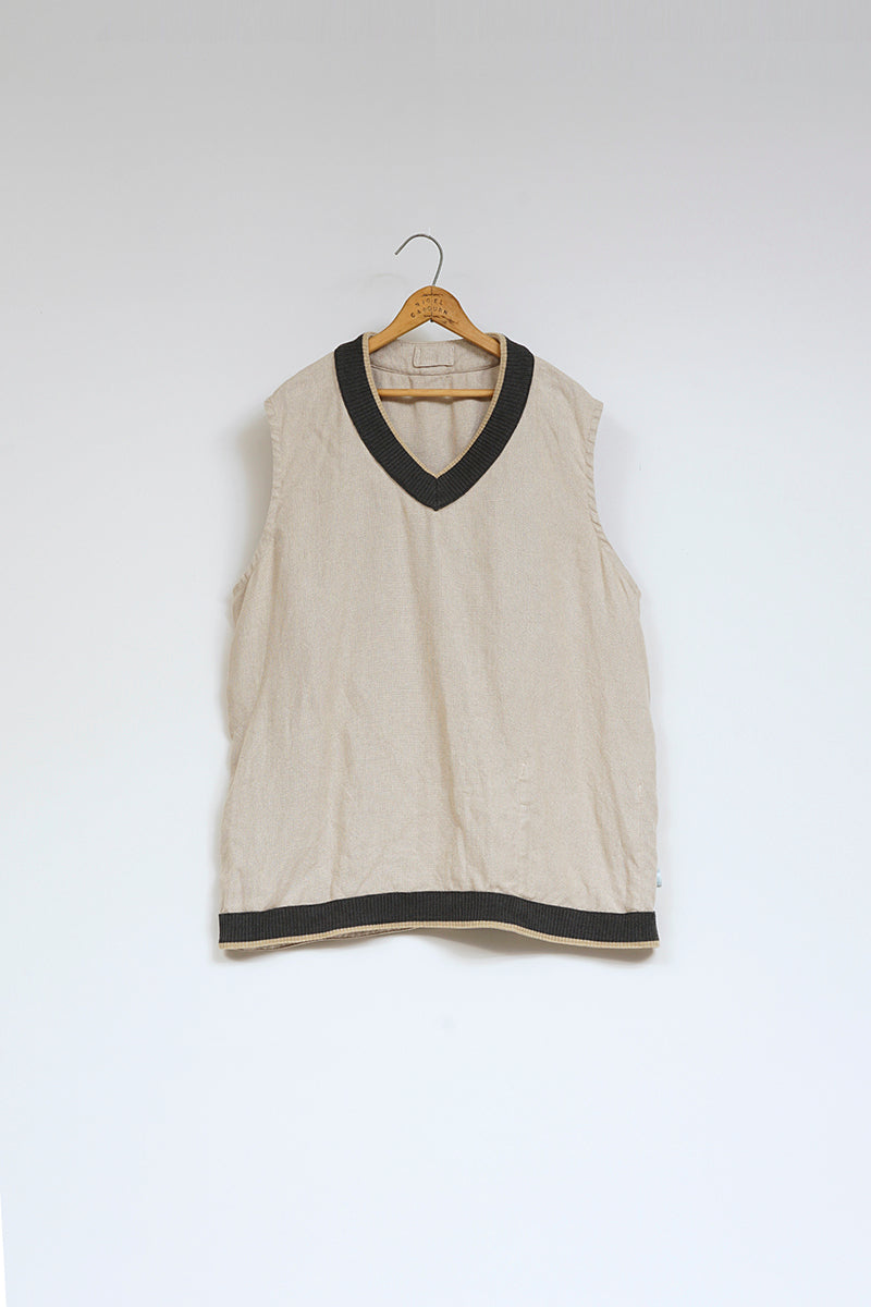 【ナイジェル・ケーボン】UNISEX / クリケットベストリバーシブル - リネンピンオックス / CRICKET VEST REVERSIBLE - LINEN PIN OX