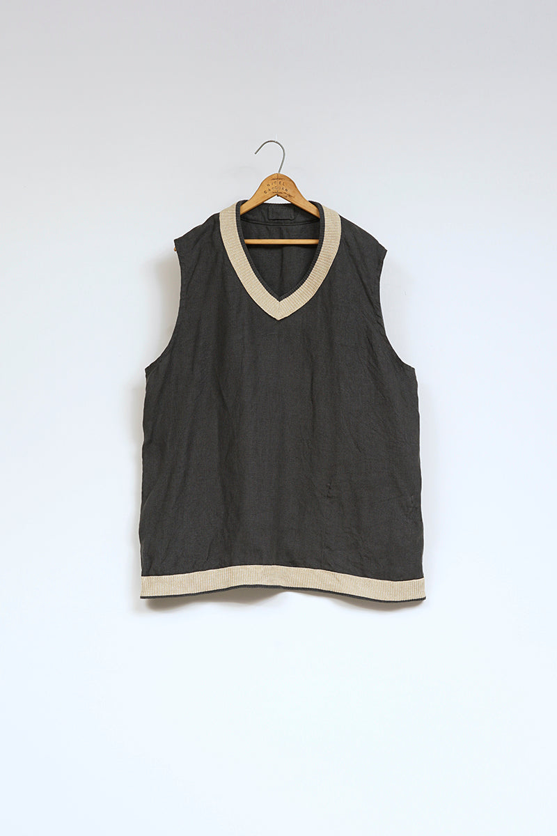 【ナイジェル・ケーボン】UNISEX / クリケットベストリバーシブル - リネンピンオックス / CRICKET VEST REVERSIBLE - LINEN PIN OX