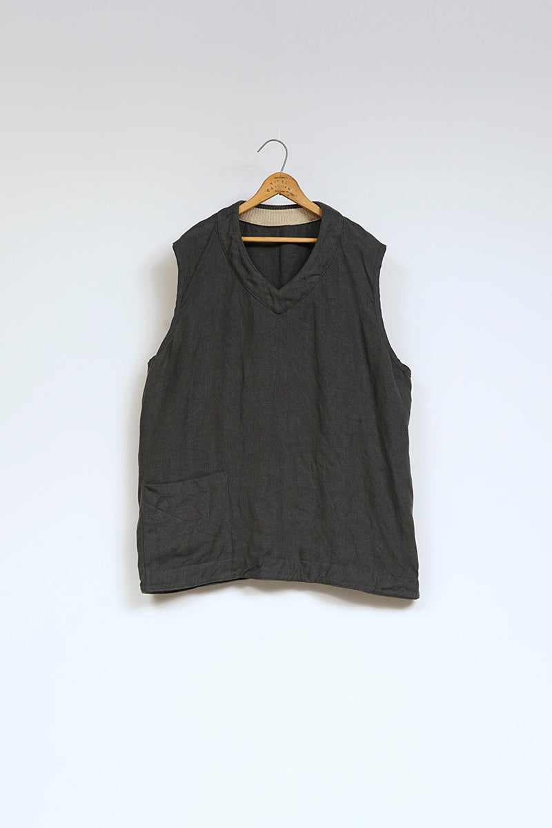 【ナイジェル・ケーボン】UNISEX / クリケットベストリバーシブル - リネンピンオックス / CRICKET VEST REVERSIBLE - LINEN PIN OX