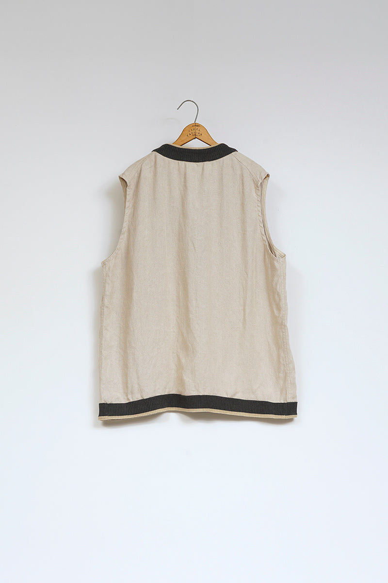 【ナイジェル・ケーボン】UNISEX / クリケットベストリバーシブル - リネンピンオックス / CRICKET VEST REVERSIBLE - LINEN PIN OX