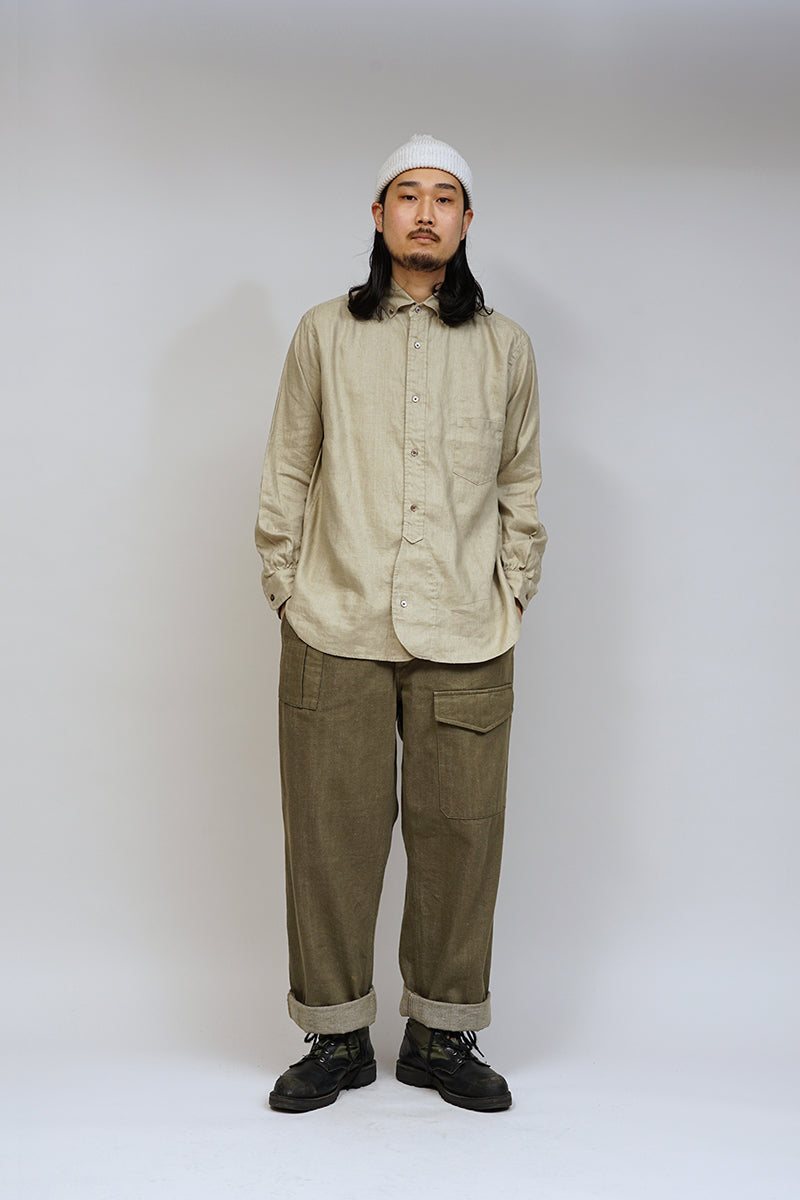 【ナイジェル・ケーボン】MAN / ブリティッシュオフィサーズシャツ - ヘンプホースクロス / BRITISH OFFICERS SHIRT - HEMPHORSE CLOTH