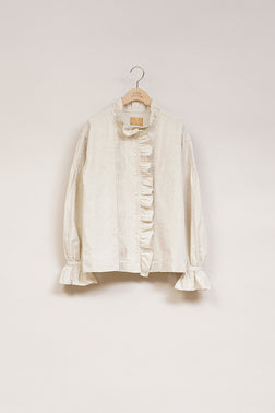 【ナイジェル・ケーボン】WOMAN / ギャザーカラーブラウス - コットンリネン / GATHER COLLAR BLOUSE - COTTONLINEN