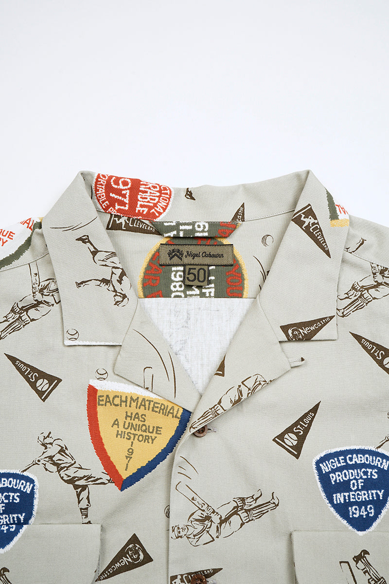 【ナイジェル・ケーボン】MAN / オープンカラーシャツ - ベースボールクリケットレーヨン / OPEN COLLAR SHIRT - BASEBALL & CRICKET RAYON