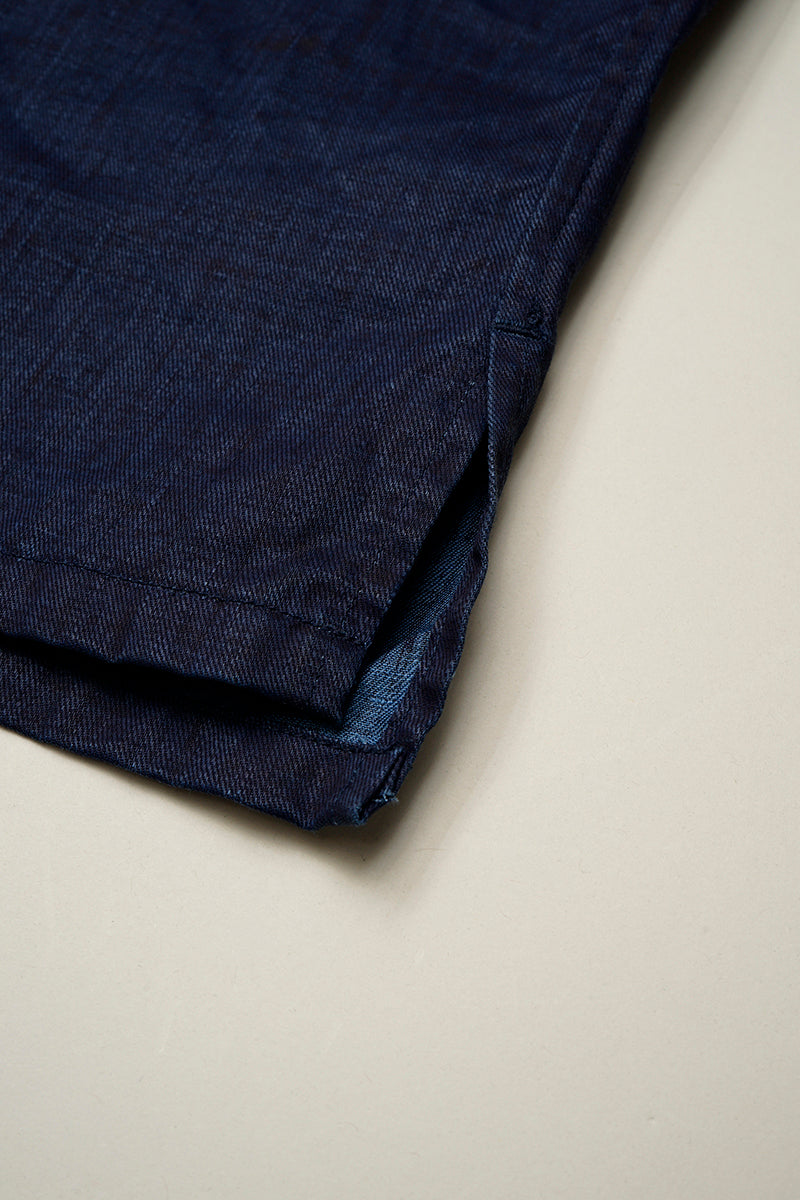 【ナイジェル・ケーボン】MAN / オープンカラーシャツ - リネンインディゴ / OPEN COLLAR SHIRT - LINEN INDIGO