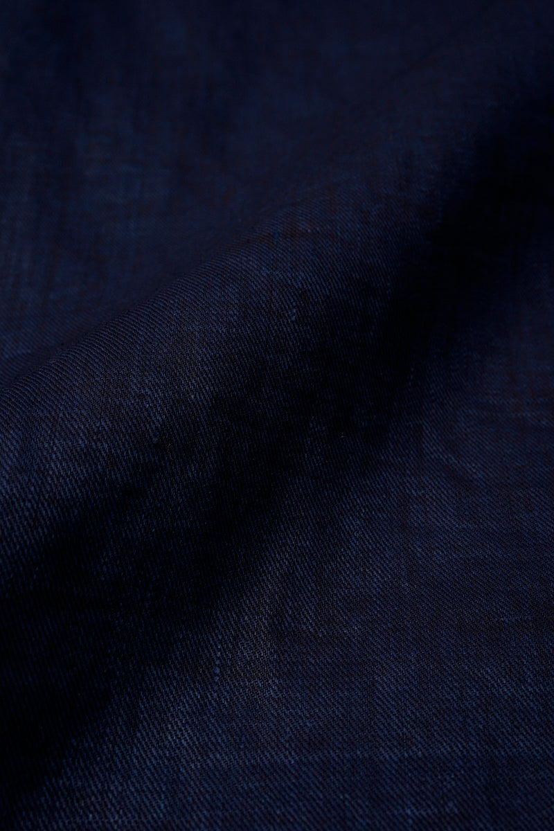 【ナイジェル・ケーボン】MAN / オープンカラーシャツ - リネンインディゴ / OPEN COLLAR SHIRT - LINEN INDIGO
