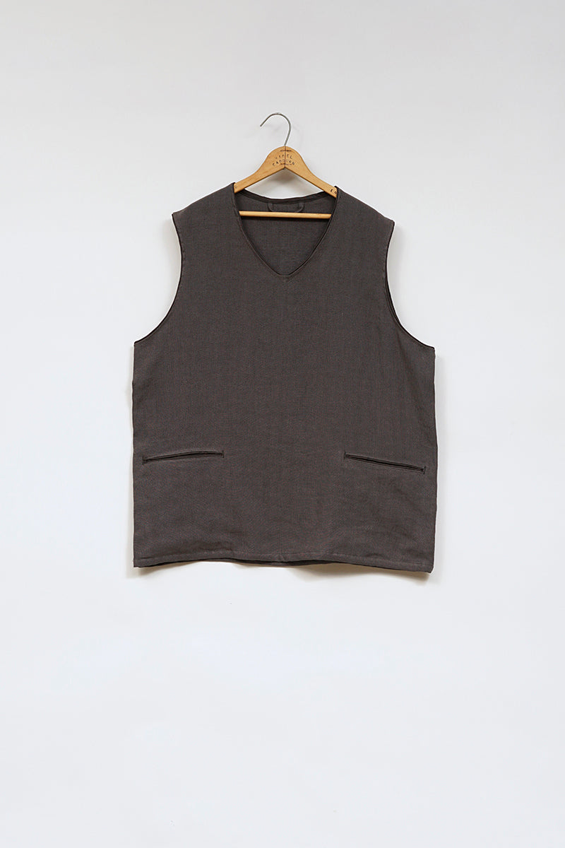 【ナイジェル・ケーボン】MAN / フレンチワークベスト - リネンピンオックス / FRENCH WORK VEST - LINEN PIN OX