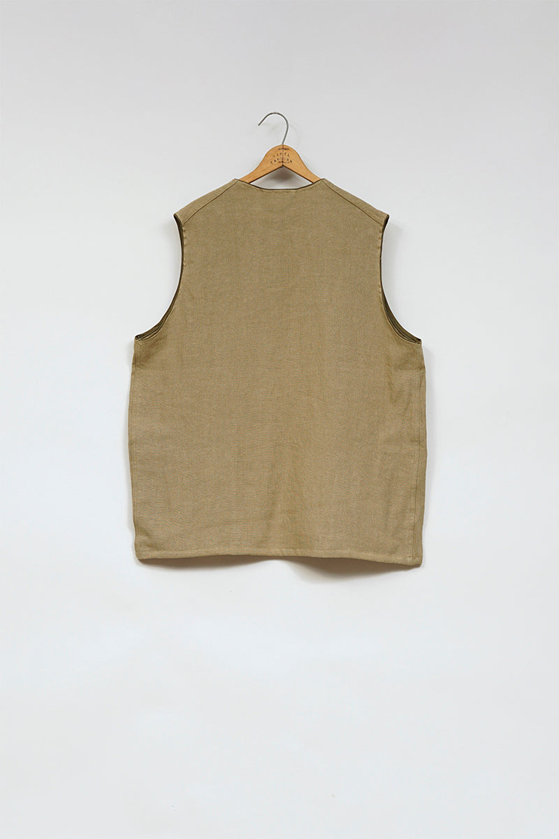 【ナイジェル・ケーボン】MAN / フレンチワークベスト - リネンピンオックス / FRENCH WORK VEST - LINEN PIN OX