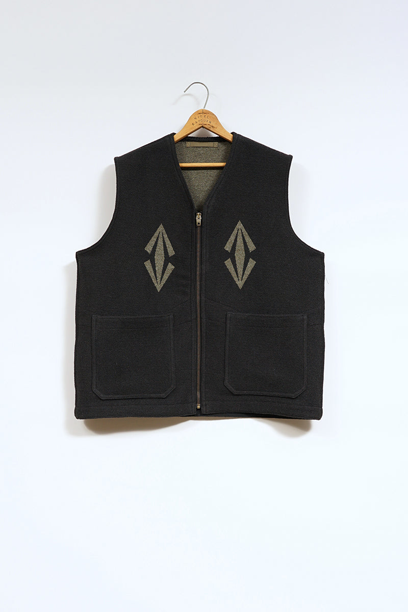 【ナイジェル・ケーボン】MAN / ジップアップベスト - ラグジャカード / ZIP UP VEST - RAG JACQUARD