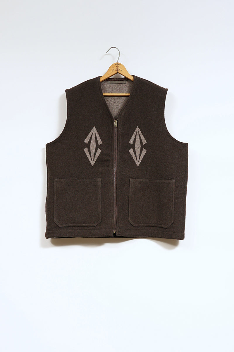 エモーショナリー アンアベイラブル /EU GOLF KNIT VEST ナイジェル・ケーボン】MAN / ジップアップベスト - ラグジャカード