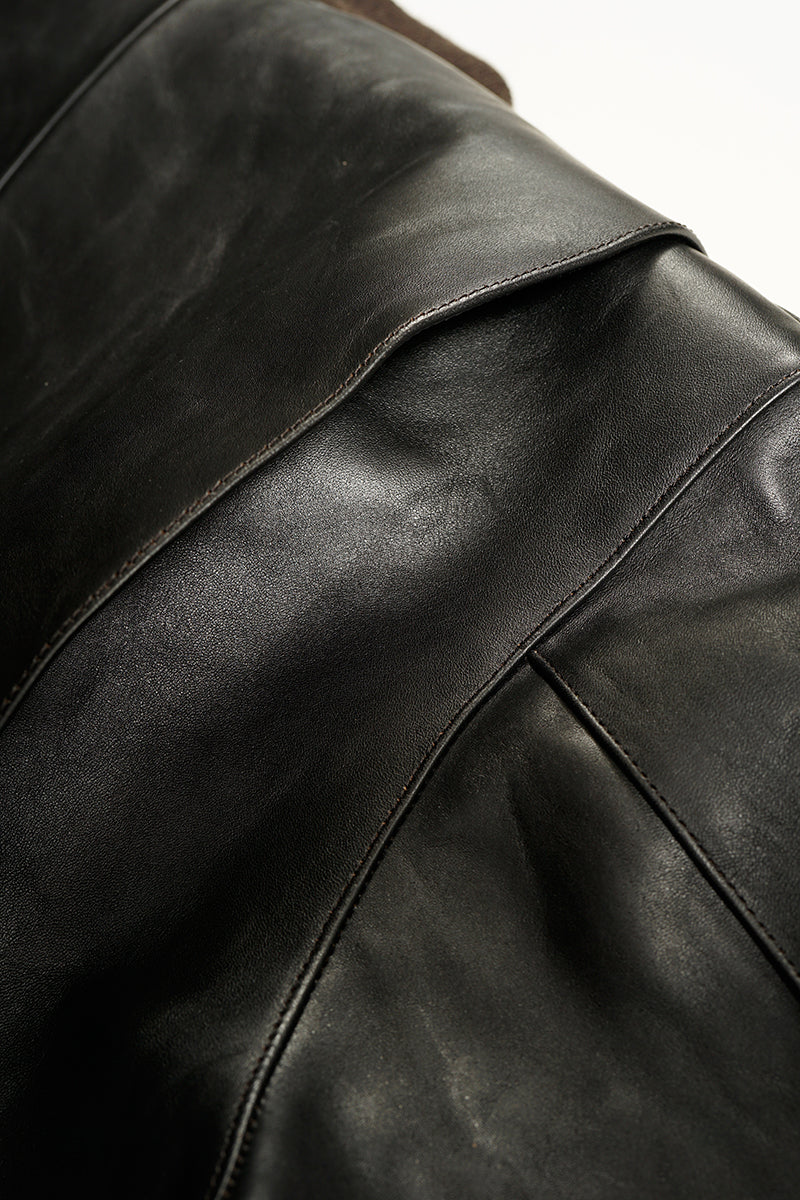 【ナイジェル・ケーボン】MAN / A-1ジャケット - ブラウンコアレザー / A-1 JACKET - BROWN CORE LEATHER