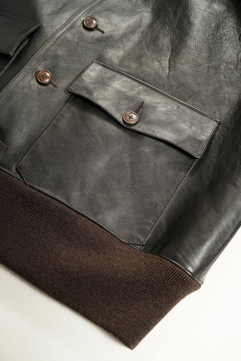 【ナイジェル・ケーボン】MAN / A-1ジャケット - ブラウンコアレザー / A-1 JACKET - BROWN CORE LEATHER