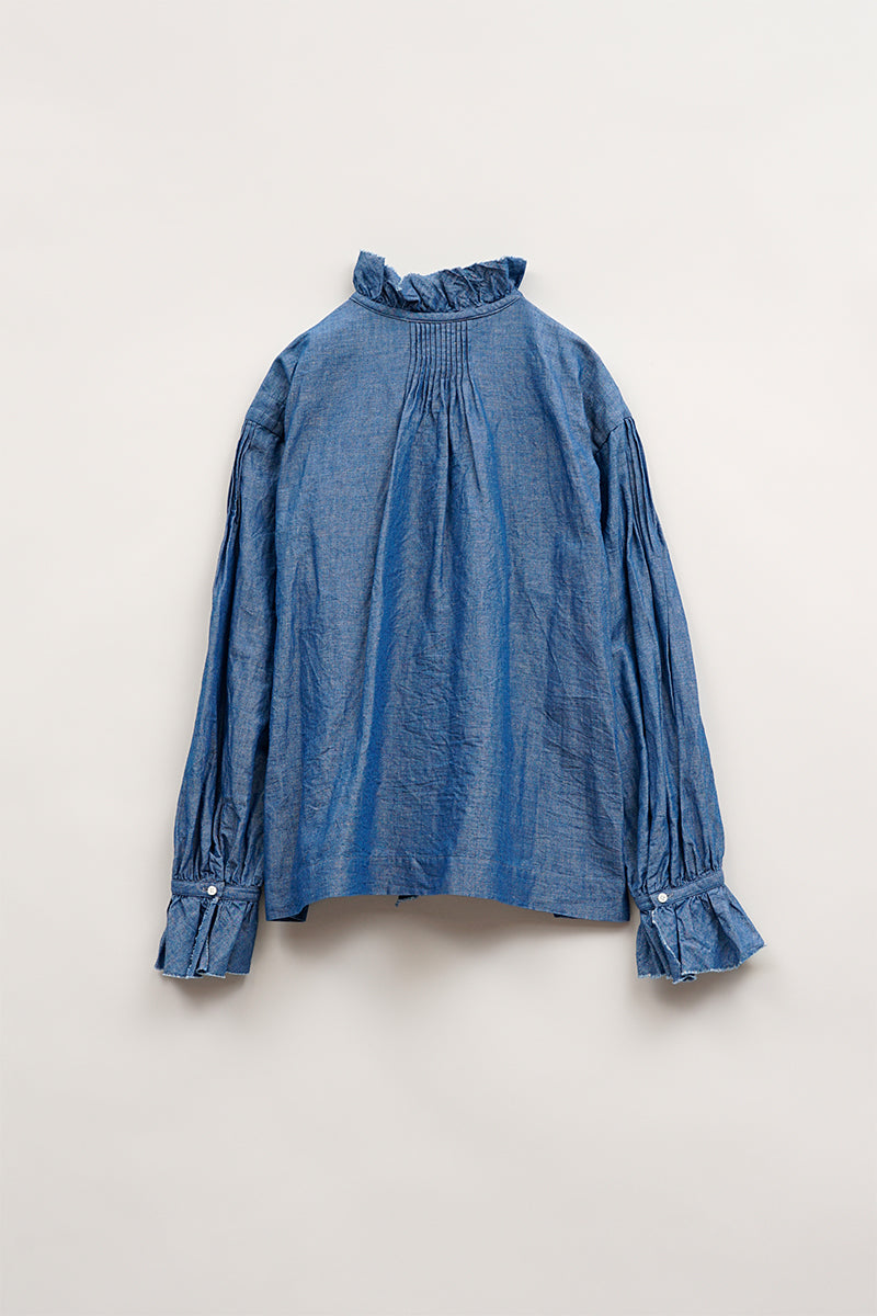 【ナイジェル・ケーボン】WOMAN /　ギャザーカラーブラウス -コットンリネン / GATHER COLLAR BLOUSE C/L