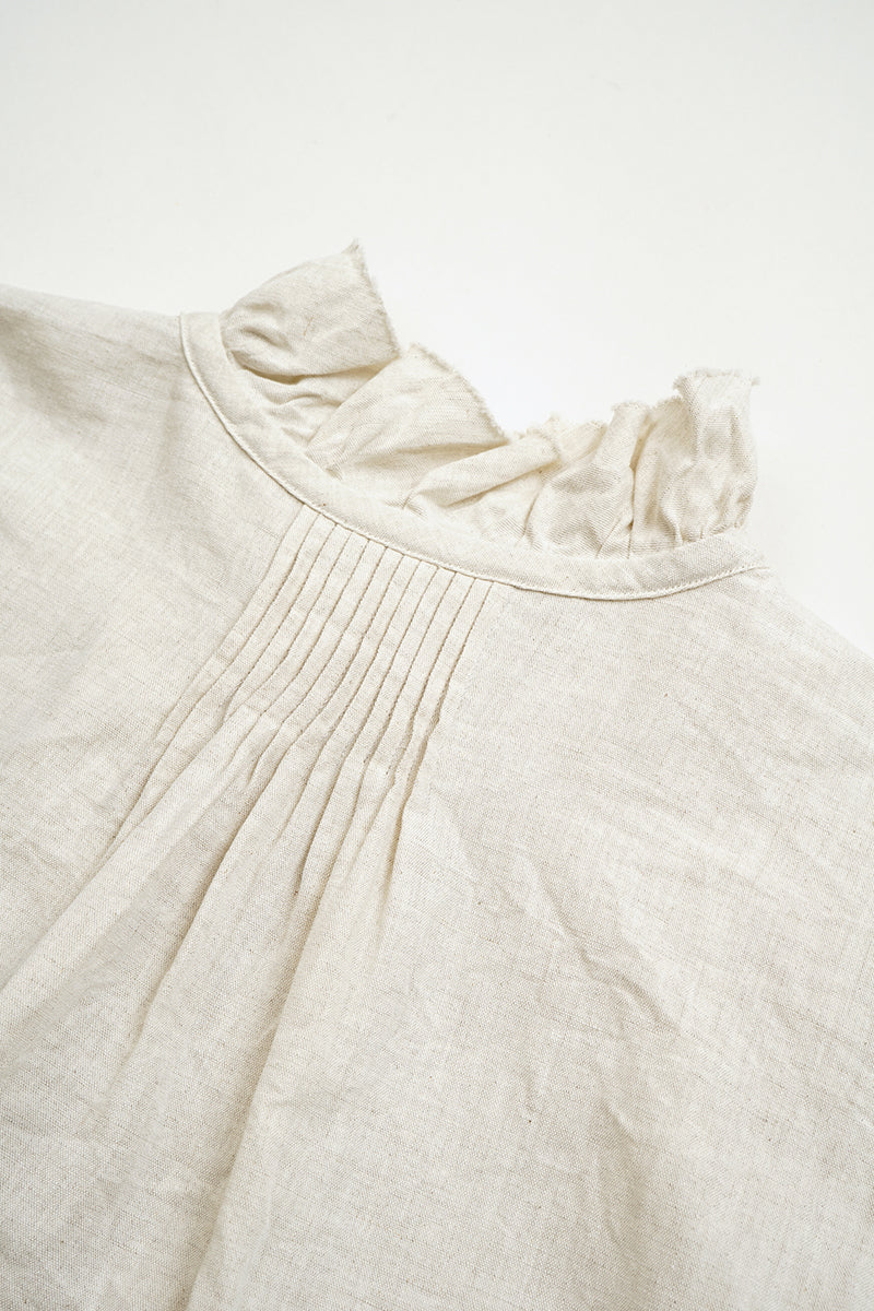 【ナイジェル・ケーボン】WOMAN /　ギャザーカラーブラウス -コットンリネン / GATHER COLLAR BLOUSE C/L