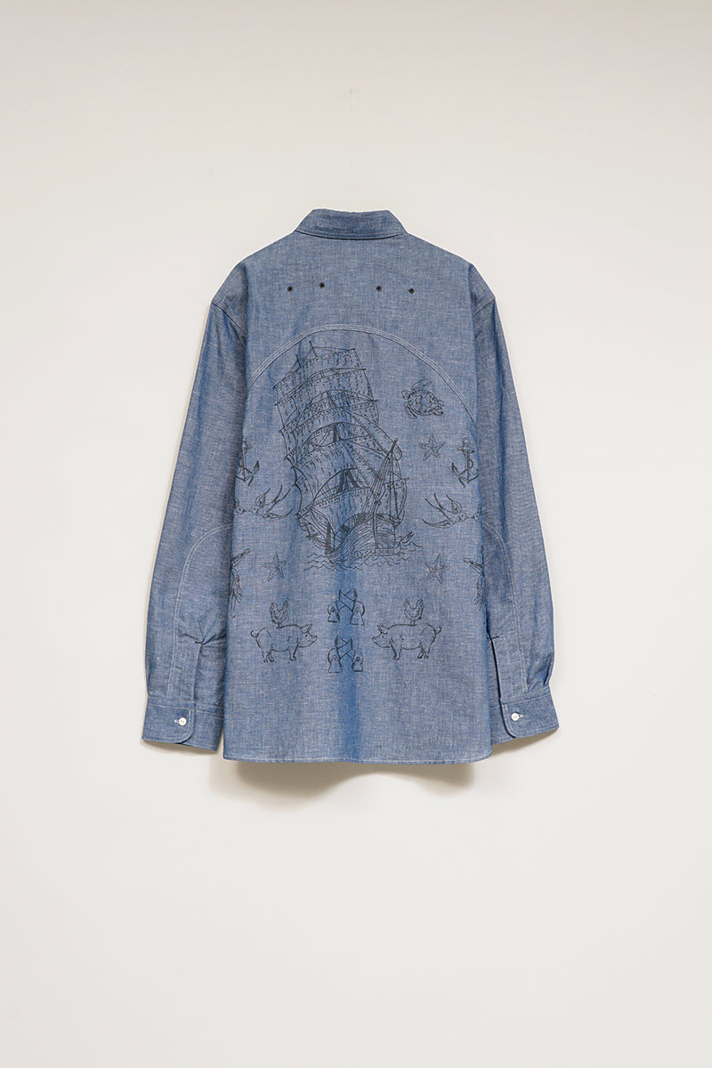 【ナイジェル・ケーボン】MAN / メディカルシャツ - タトゥープリント / MEDICAL SHIRT - TATTOO PRINT