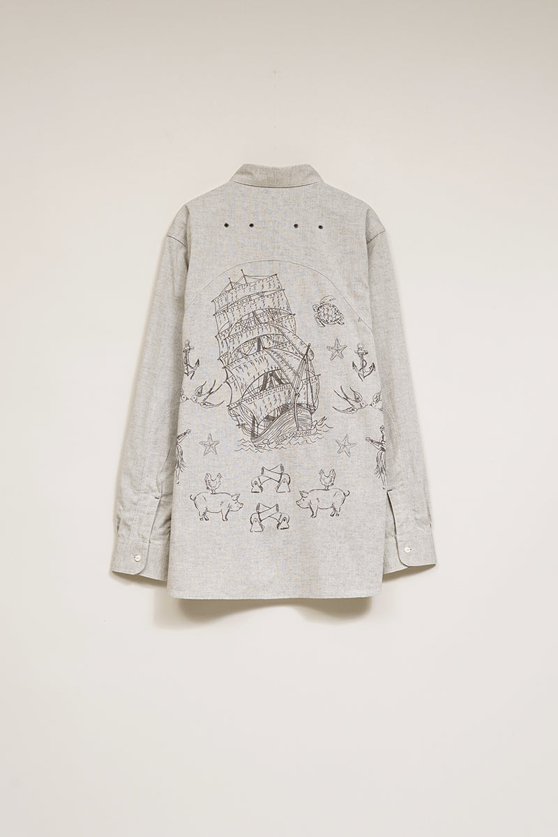 【ナイジェル・ケーボン】MAN / メディカルシャツ - タトゥープリント / MEDICAL SHIRT - TATTOO PRINT