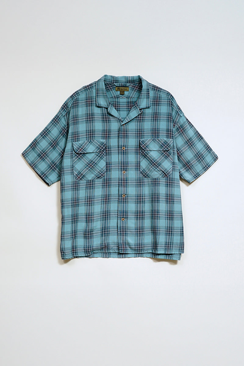 【ナイジェル・ケーボン】MAN / オープンカラーシャツ - レーヨンチェック / OPEN COLLAR SHIRT - RAYON CHECK
