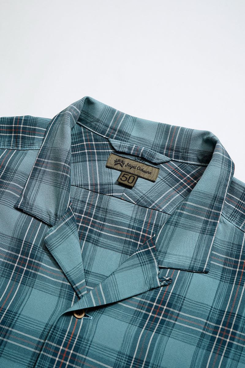 【ナイジェル・ケーボン】MAN / オープンカラーシャツ - レーヨンチェック / OPEN COLLAR SHIRT - RAYON CHECK