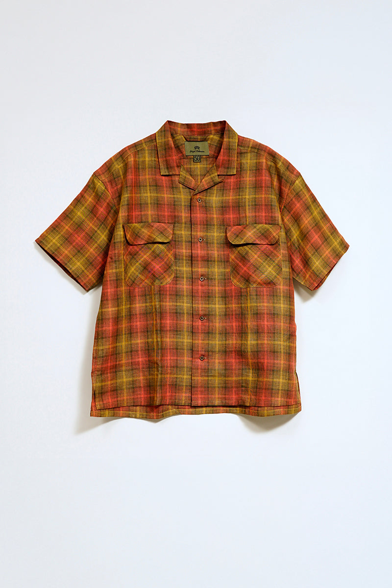 【ナイジェル・ケーボン】MAN / オープンカラーシャツ - ヘンプチェック / OPEN COLLAR SHIRT - HEMP CHECK