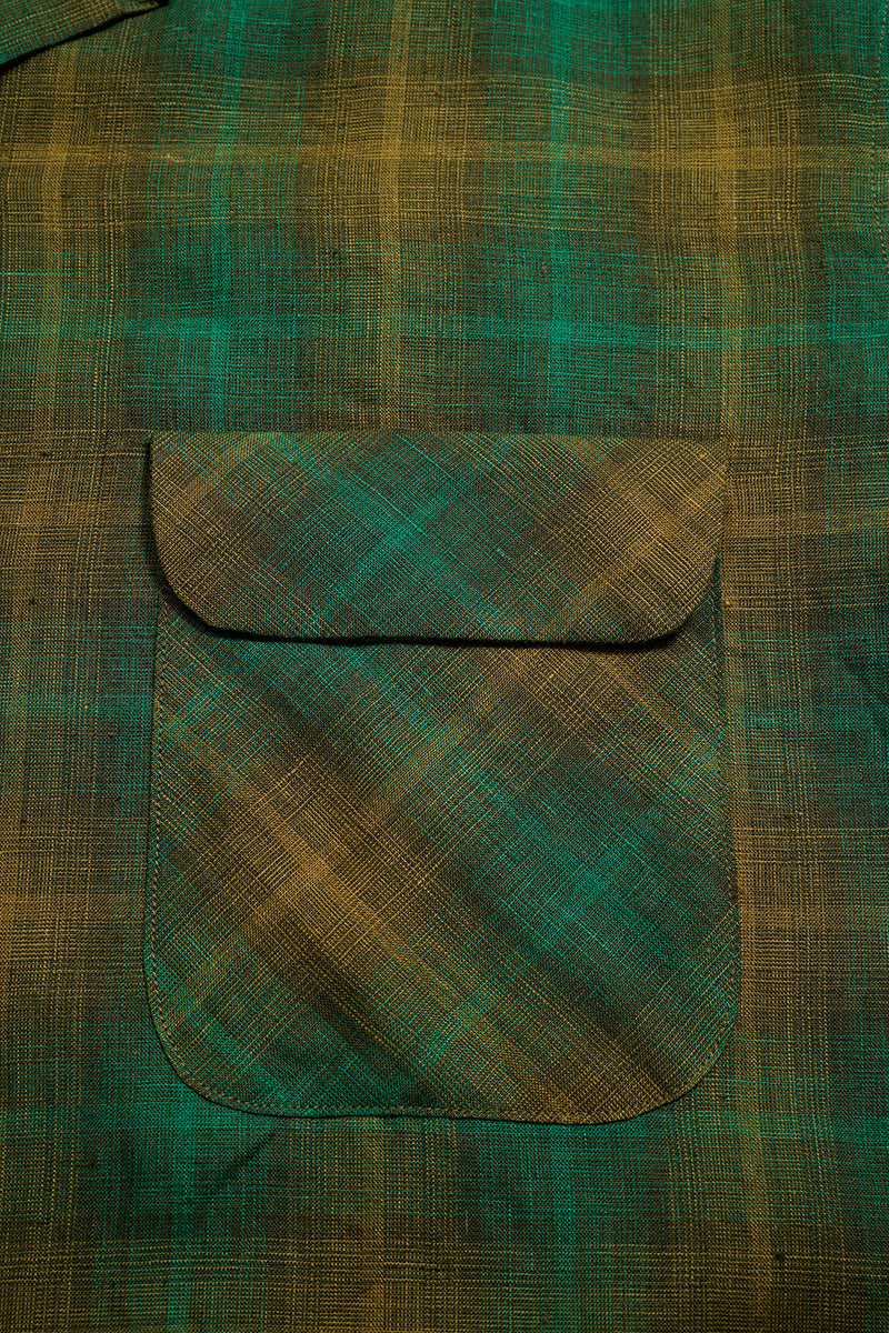 【ナイジェル・ケーボン】MAN / オープンカラーシャツ - ヘンプチェック / OPEN COLLAR SHIRT - HEMP CHECK