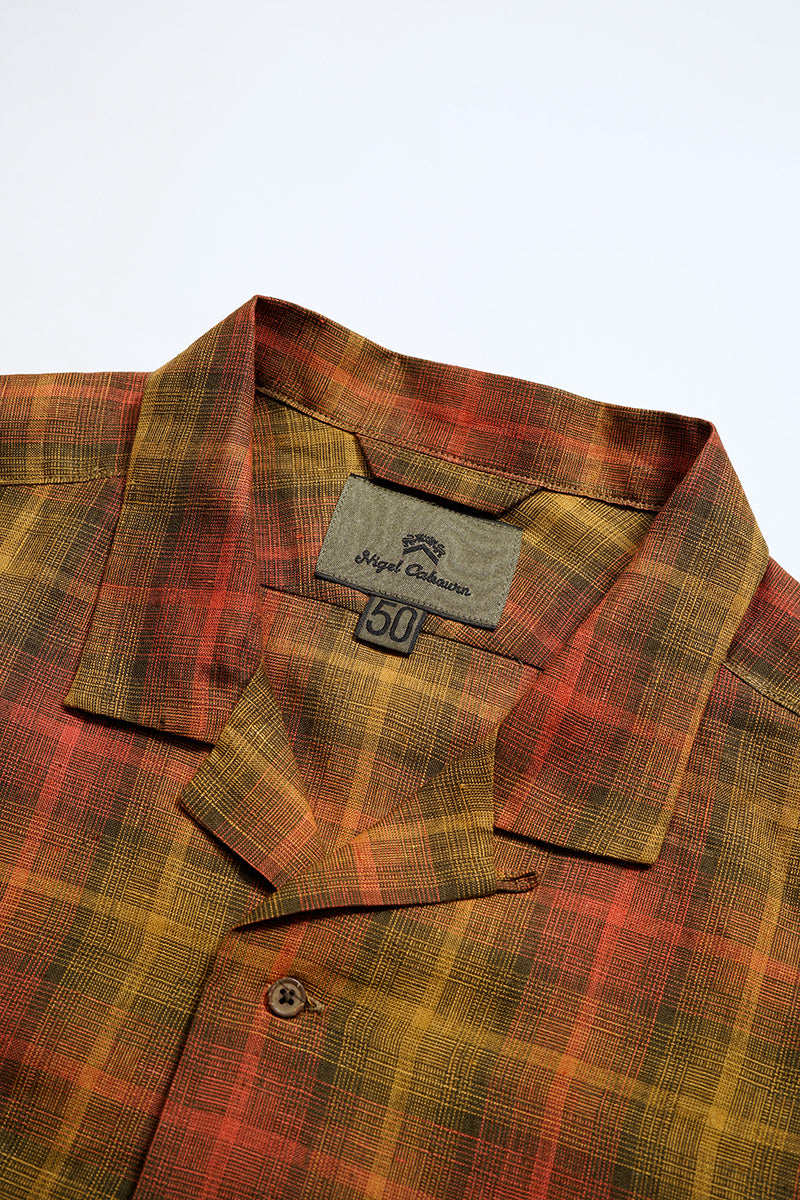 【ナイジェル・ケーボン】MAN / オープンカラーシャツ - ヘンプチェック / OPEN COLLAR SHIRT - HEMP CHECK