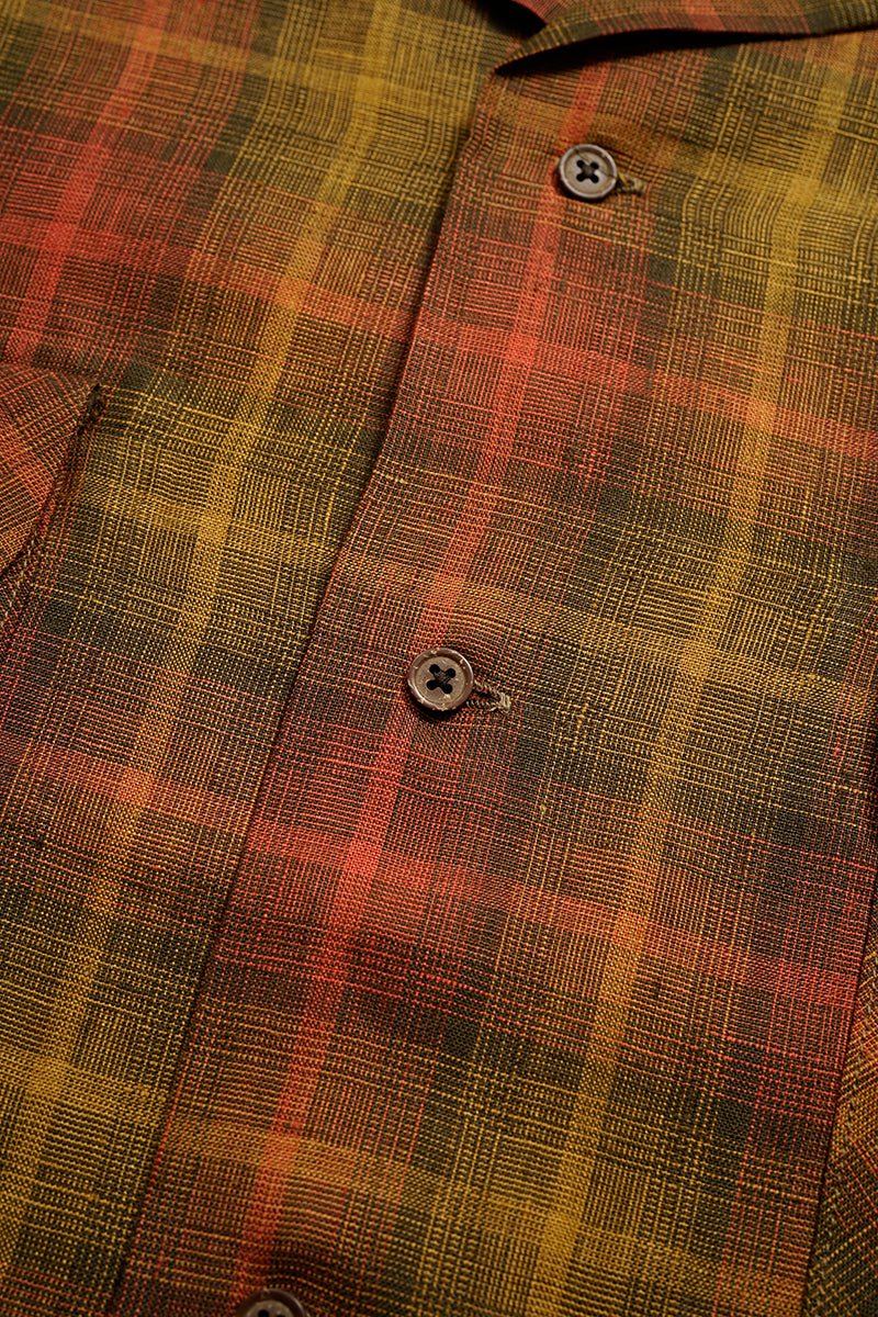 【ナイジェル・ケーボン】MAN / オープンカラーシャツ - ヘンプチェック / OPEN COLLAR SHIRT - HEMP CHECK