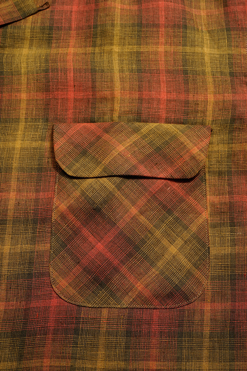 【ナイジェル・ケーボン】MAN / オープンカラーシャツ - ヘンプチェック / OPEN COLLAR SHIRT - HEMP CHECK
