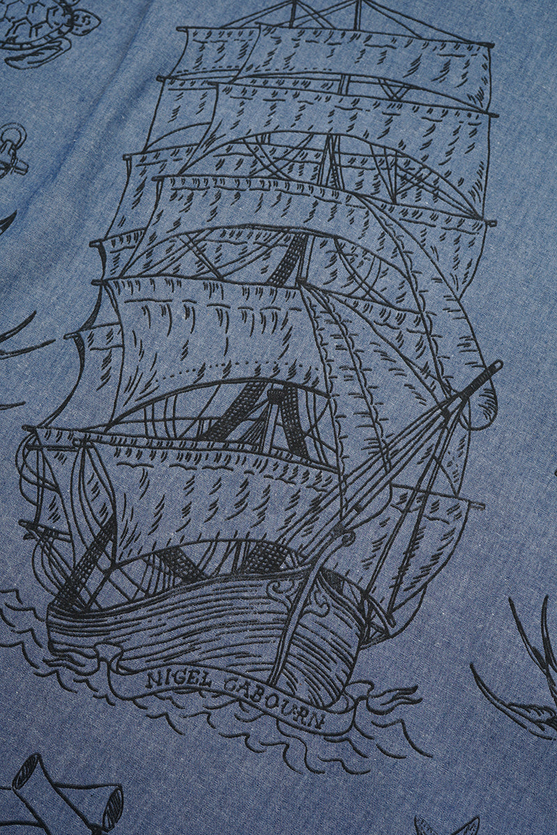 【ナイジェル・ケーボン】MAN / オープンカラーシャツ - タトゥープリント / OPEN COLLAR SHIRT - TATTOO PRINT