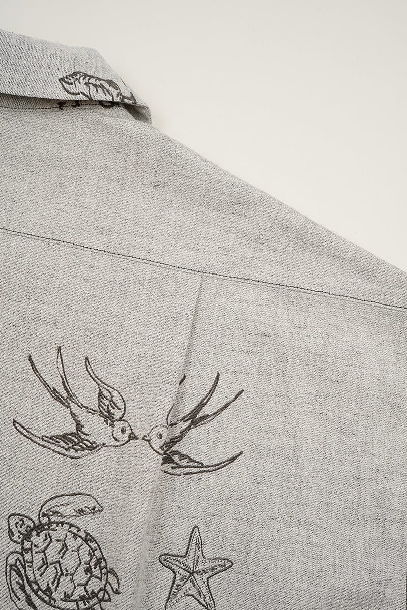 【ナイジェル・ケーボン】MAN / オープンカラーシャツ - タトゥープリント / OPEN COLLAR SHIRT - TATTOO PRINT