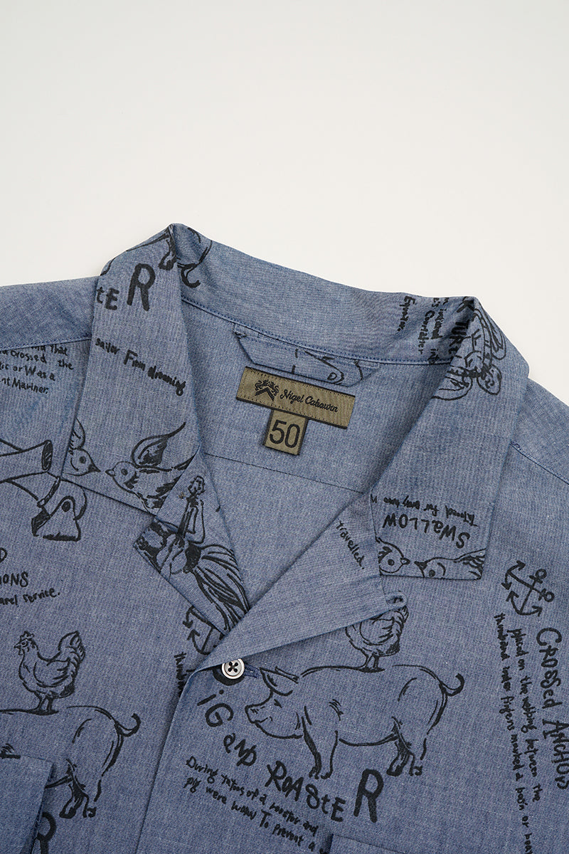【ナイジェル・ケーボン】MAN / オープンカラーシャツ - タトゥープリント / OPEN COLLAR SHIRT - TATTOO PRINT