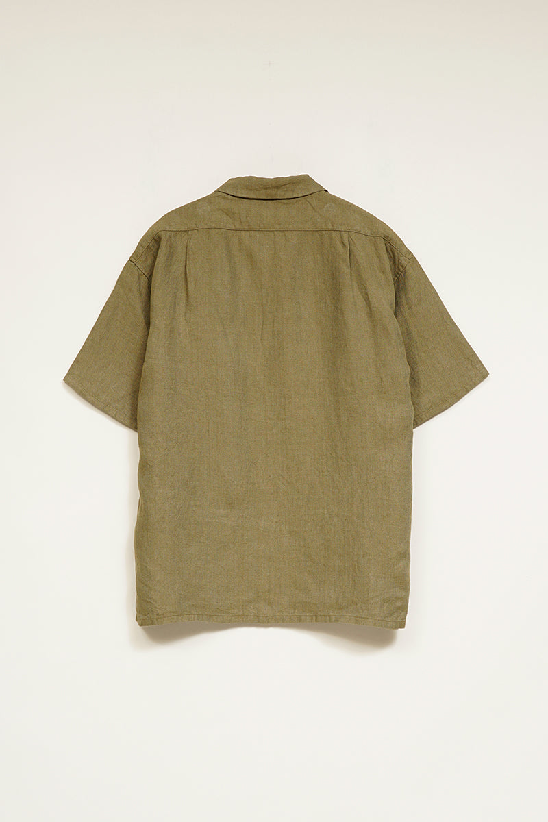 【ナイジェル・ケーボン】MAN / アーミーシャツ ショートスリーブ - リネンヘリンボーンツイル / ARMY SHIRT SHORT SLEEVE - LINEN HERRINGBONE TWILL