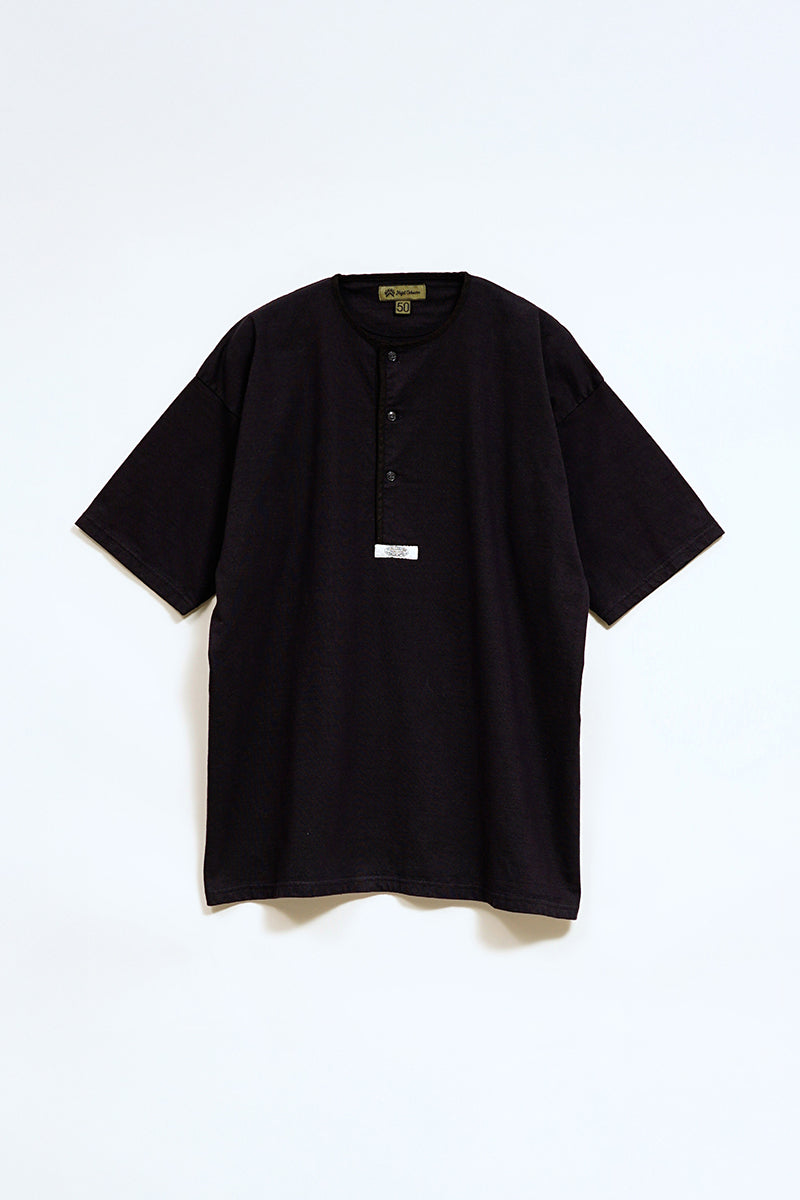 未使用級✨45rpm（45R）インディゴ ヘンリーネック シャツ カットソー L ソラーロライト ストレッチ ヘンリーネックTシャツ 長袖