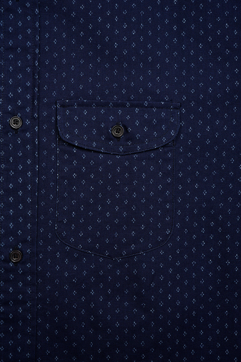 予約商品【ナイジェル・ケーボン】MAN / ファーマースタンドシャツ - 絣 / FARMER STAND SHIRT - KASURI