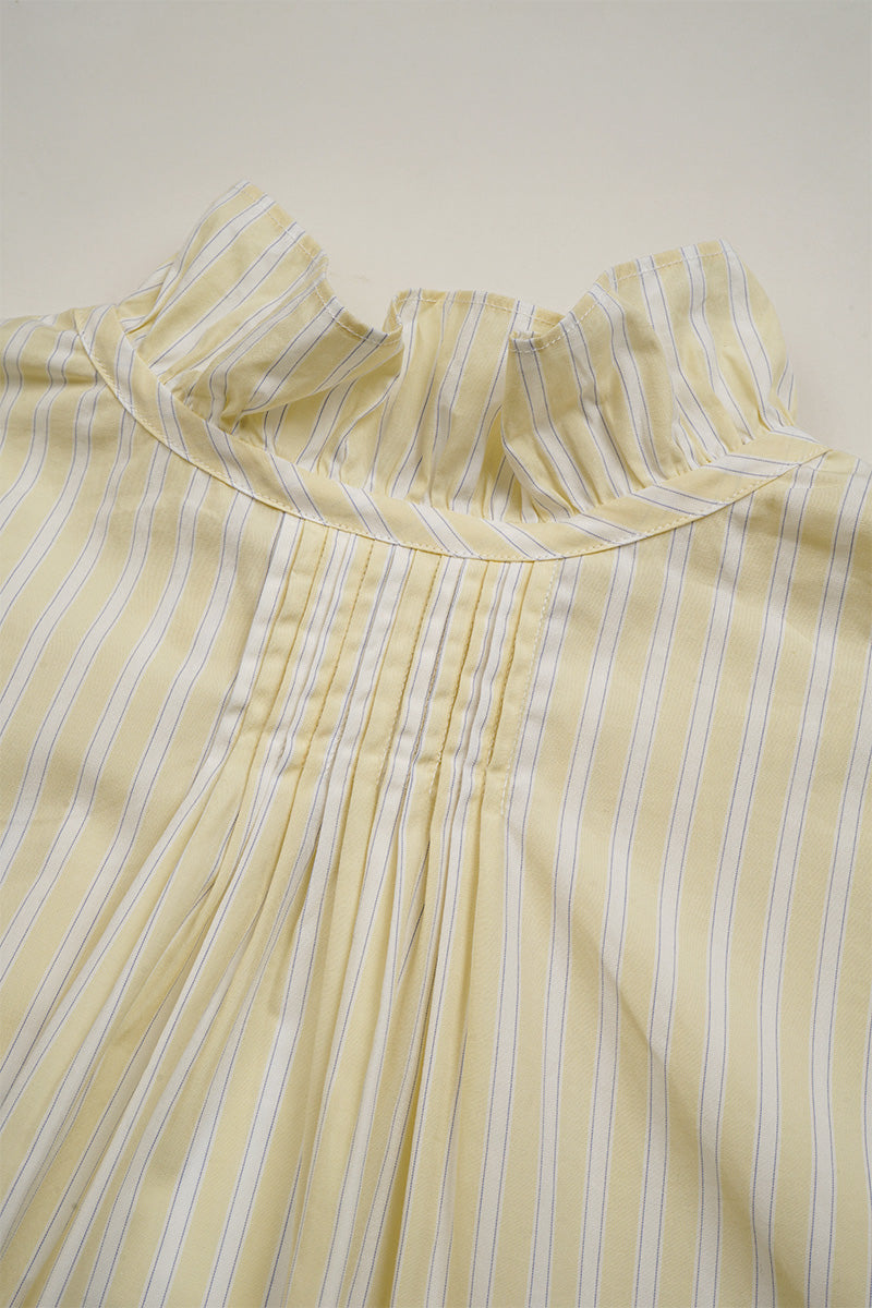 【ナイジェル・ケーボン】WOMAN / ギャザーカラーブラウス - ストライプ / GATHER COLLAR BLOUSE - STRIPE