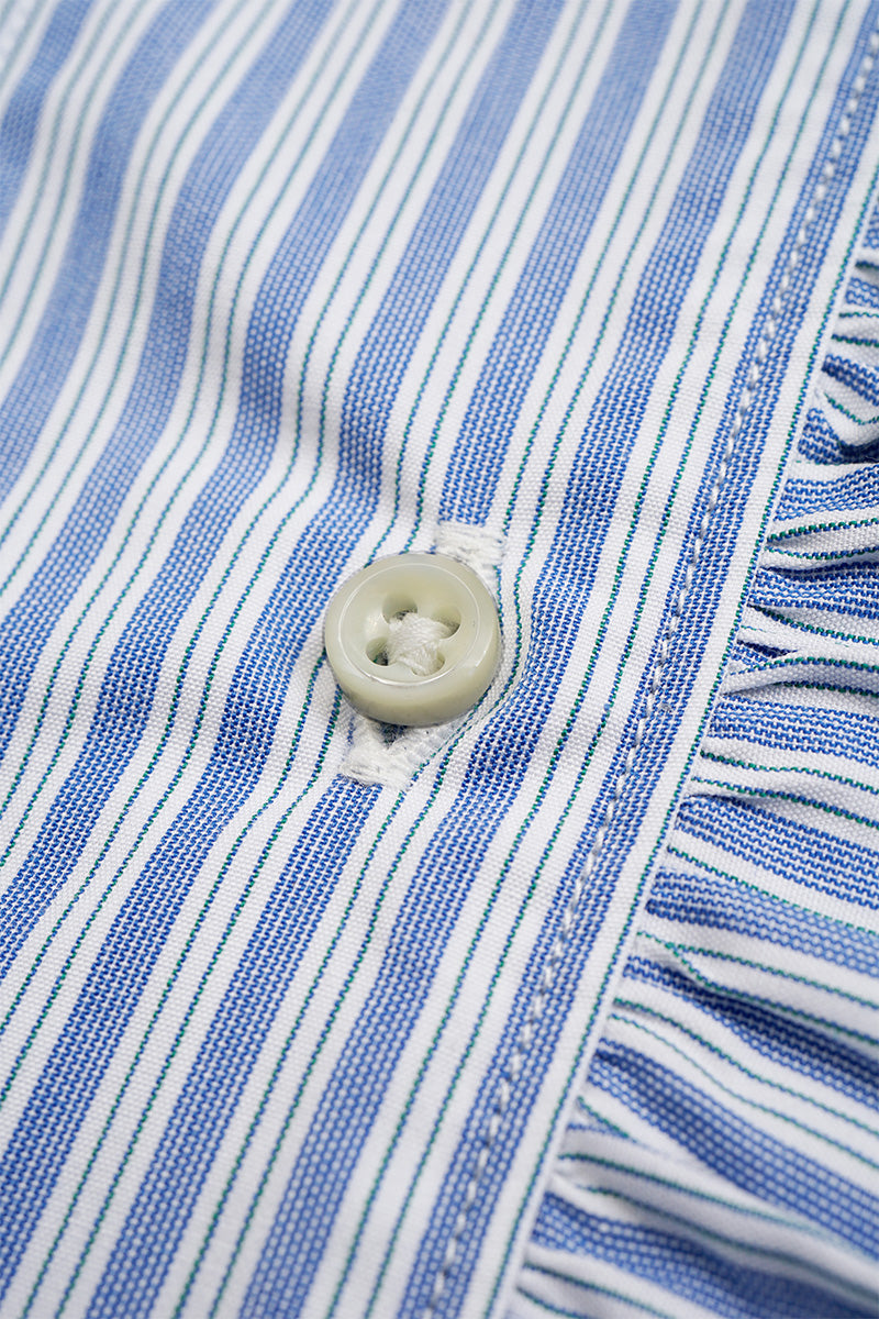 【ナイジェル・ケーボン】WOMAN / ギャザーカラーブラウス - ストライプ / GATHER COLLAR BLOUSE - STRIPE