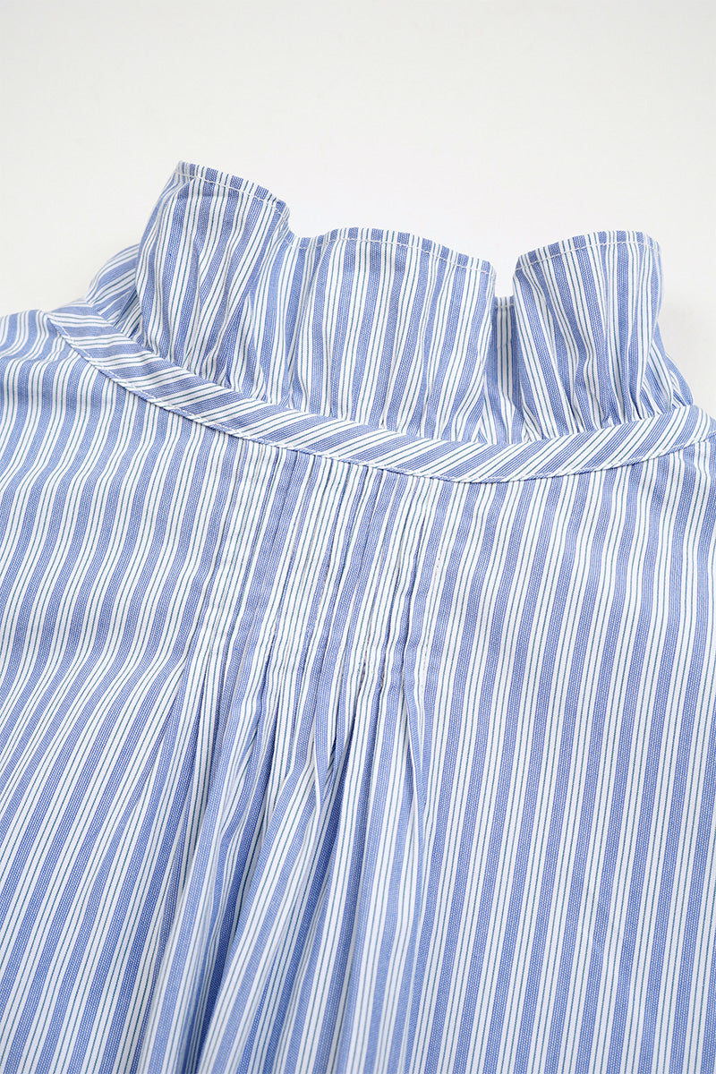 【ナイジェル・ケーボン】WOMAN / ギャザーカラーブラウス - ストライプ / GATHER COLLAR BLOUSE - STRIPE