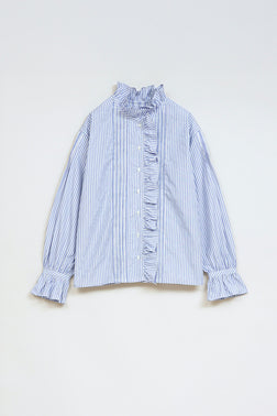 【ナイジェル・ケーボン】WOMAN / ギャザーカラーブラウス - ストライプ / GATHER COLLAR BLOUSE - STRIPE