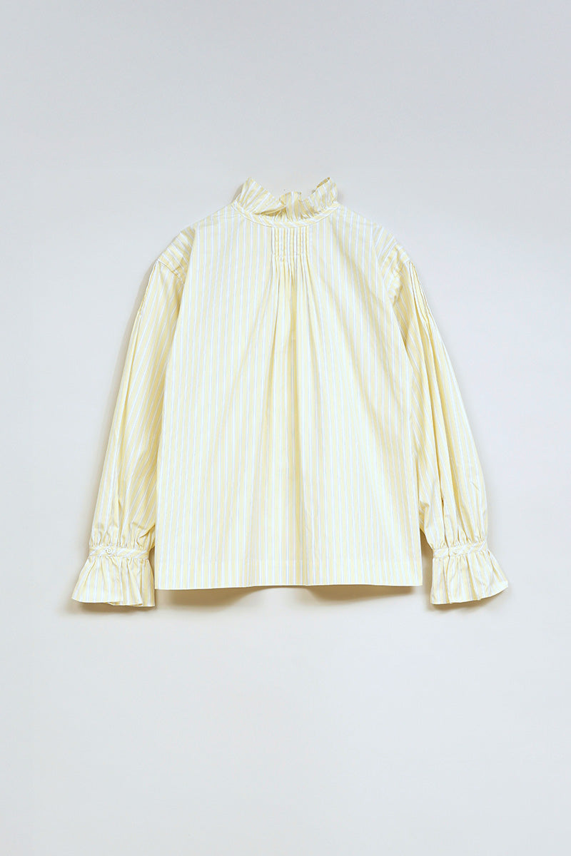 【ナイジェル・ケーボン】WOMAN / ギャザーカラーブラウス - ストライプ / GATHER COLLAR BLOUSE - STRIPE