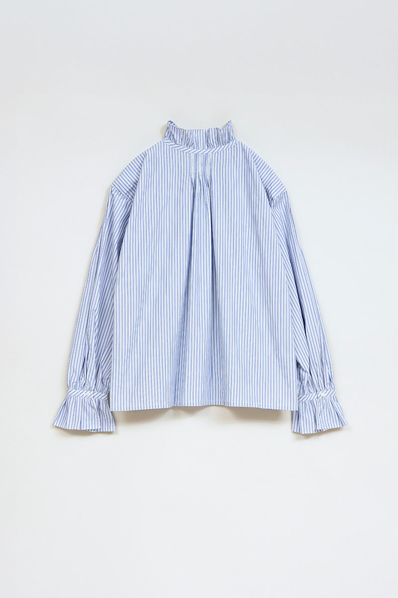 【ナイジェル・ケーボン】WOMAN / ギャザーカラーブラウス - ストライプ / GATHER COLLAR BLOUSE - STRIPE