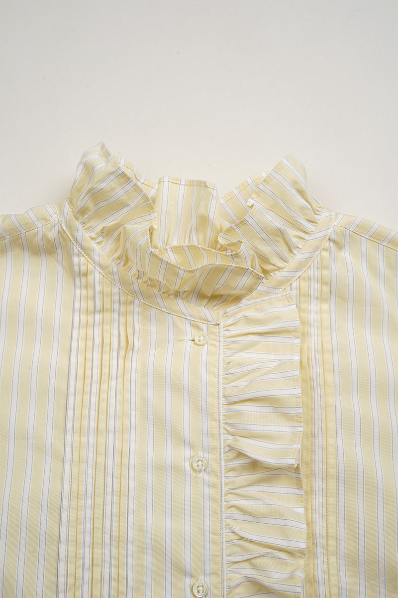 【ナイジェル・ケーボン】WOMAN / ギャザーカラーブラウス - ストライプ / GATHER COLLAR BLOUSE - STRIPE