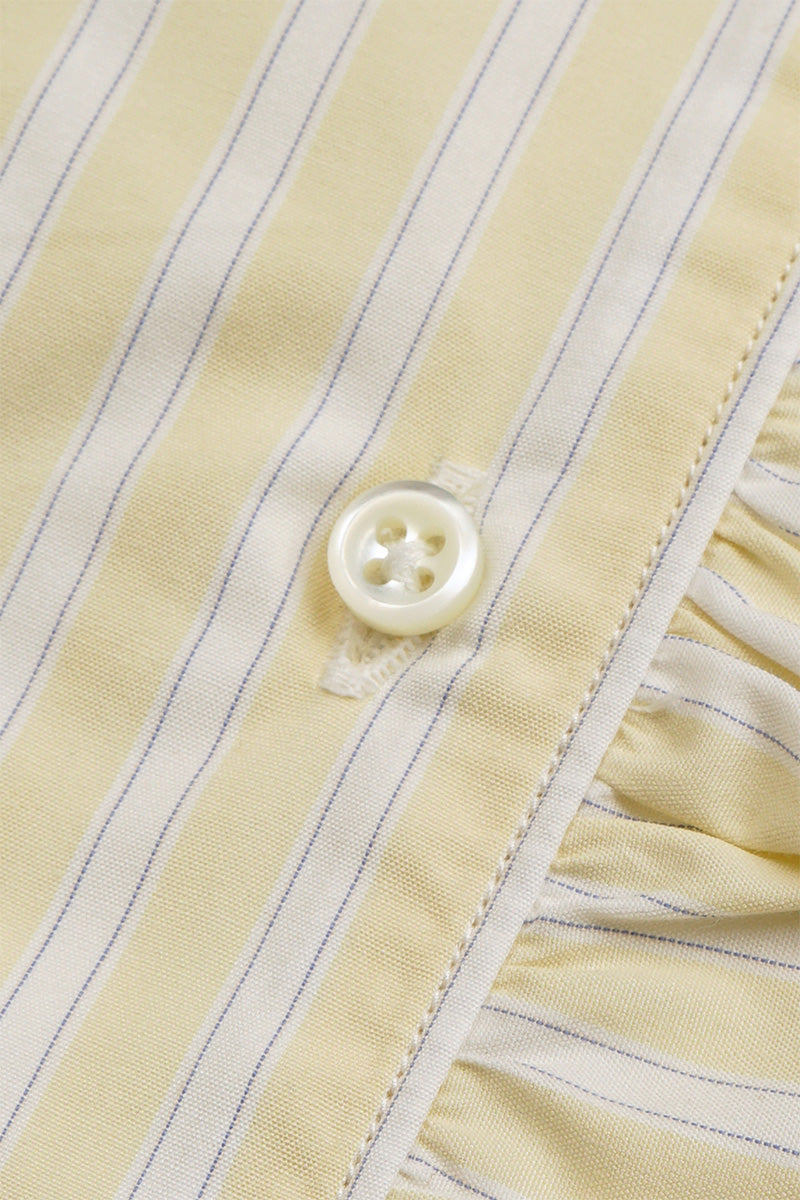【ナイジェル・ケーボン】WOMAN / ギャザーカラーブラウス - ストライプ / GATHER COLLAR BLOUSE - STRIPE